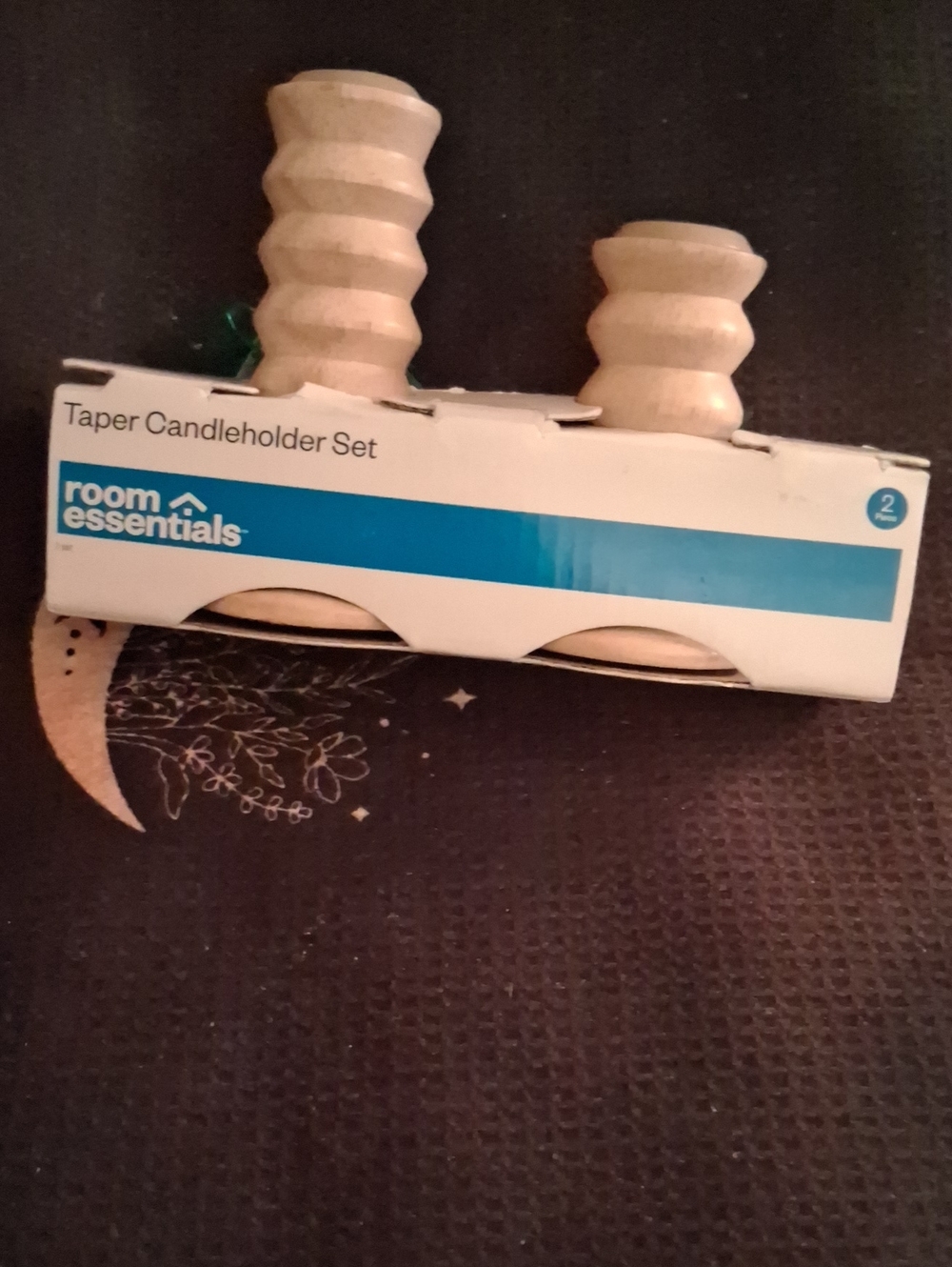 NWT! Room Essentials Natural Wood Taper Candleholder Pair